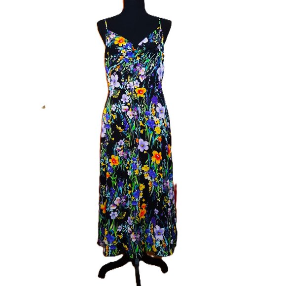 Lulus Dress Bold Romantic Floral Bloomcore Multi Purple Black Medium - Picture 1 of 6